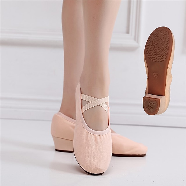  SUN LISA Women's Ballet Shoes Ballroom Shoes Training Performance Practice Heel Thick Heel Rubber Sole Lace-up Elastic Band Adults' Black