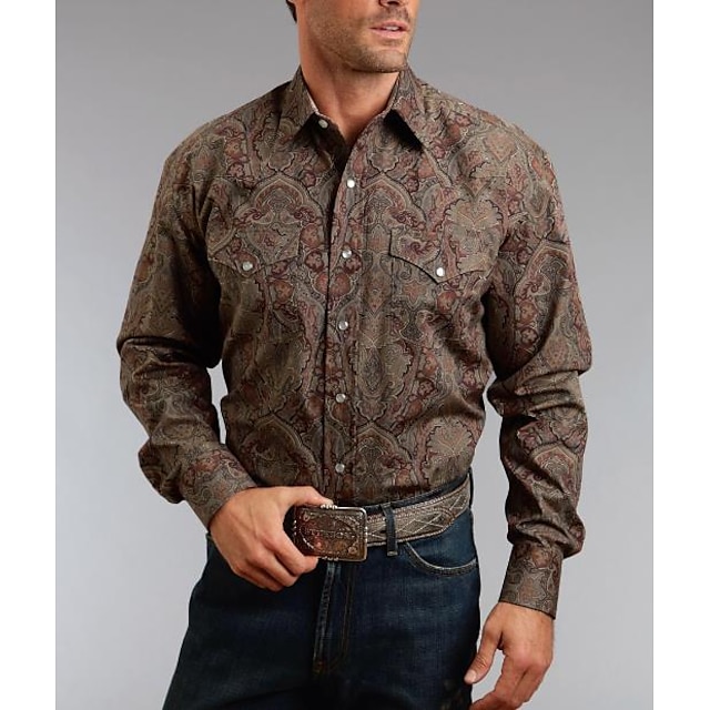 Men's Shirt Western Shirt Animal Horse Graphic Prints Turndown Black ...