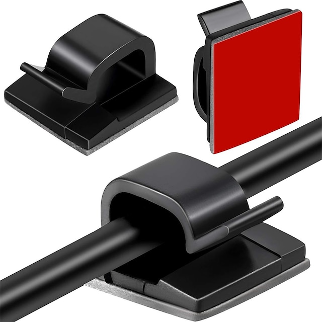  50 peças de clipes de cabo autoadesivos para gerenciamento de cabos suporte de fio preto organizador braçadeira autoadesiva para acessórios de clipe de carro