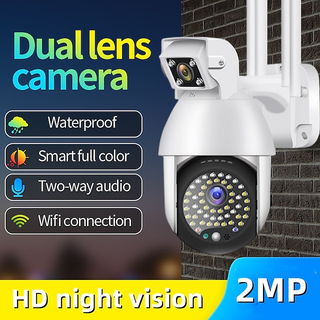  1080p 2mp dual lens wifi ip ai cctv bewakingscamera draadloos outdoor waterdicht thuis ptz full colour &ir camera bewegingsdetectie