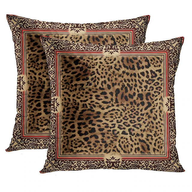 Animal Print Double Side Pillow Cover 2PC Soft Decorative Square Cushion Case Pillowcase for Bedroom Livingroom Sofa Couch Chair 6