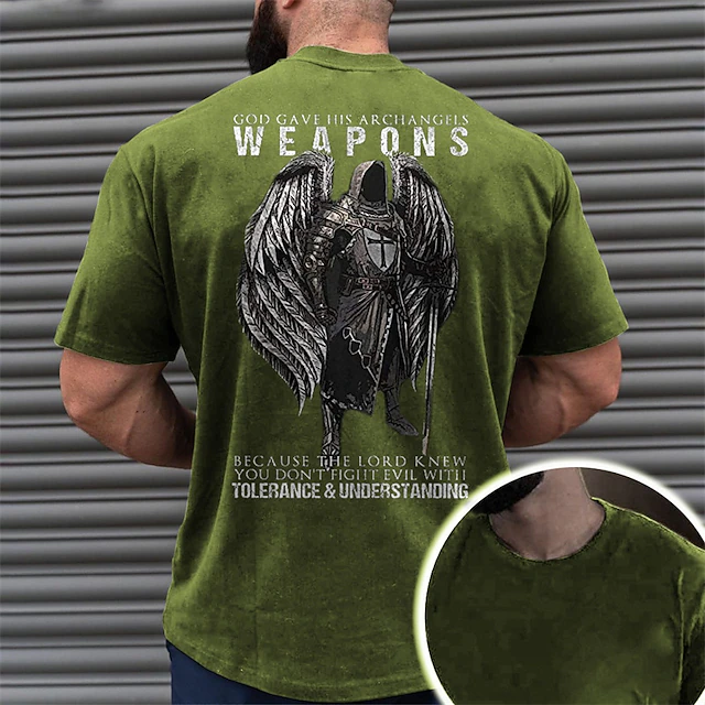 Men's Templar Cross Graphic Prints Old People T Shirt Graphic Tee Cotton Short Sleeves Graphic Shirt Black Navy Blue Green Comfortable Tee Vacation Street Fashion Designer Clothing 5