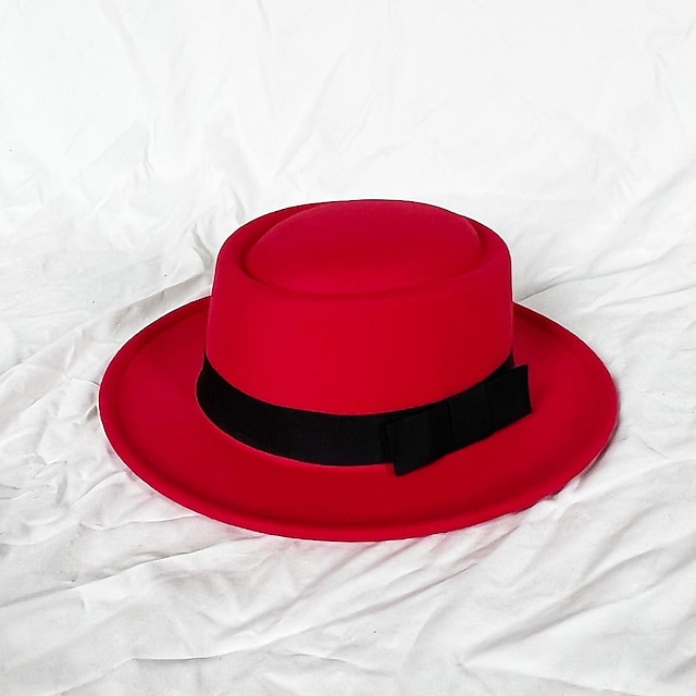  כובעים צמר / אקרילי כובע פאדורה רשמי חתונה קוקטייל רויאל אסטקוט רטרו בריטי עם צבע טהור כיסוי ראש כיסוי ראש