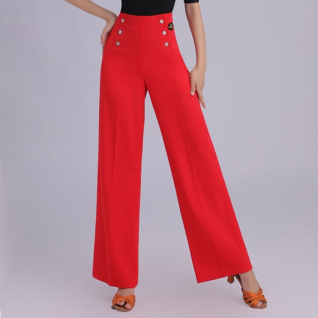 Latin Dance Ballroom Dance Pants Pure Color Splicing Women's