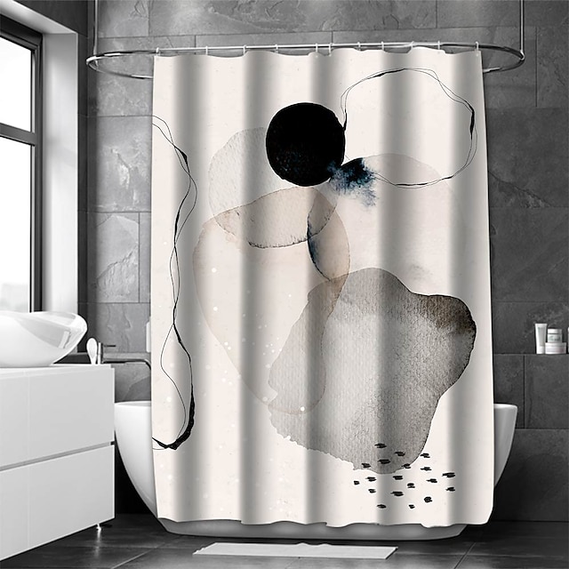  Duschvorhang mit Haken für Badezimmer Blumen-Badezimmer-Dekor-Set Polyester wasserdicht 12er-Pack Kunststoffhaken