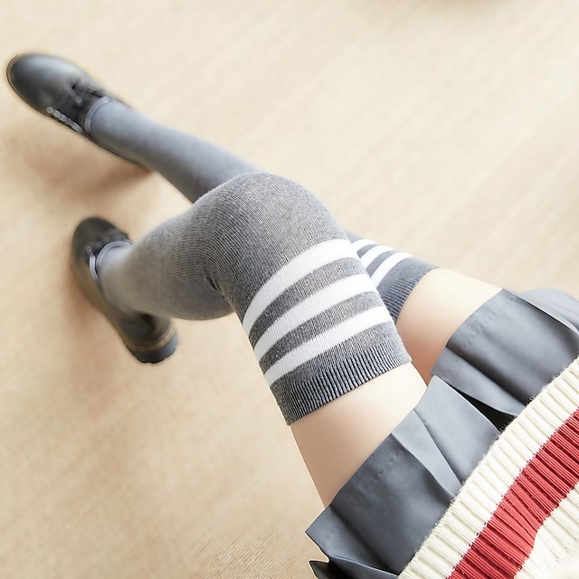  Lange Damensocken, koreanische Overknee-Socken, gestreifte Mid-Tube-Socken mit zwei Stegen, Studenten-Skateboard-Fußballsocken, Schulanfang, College-Studentin