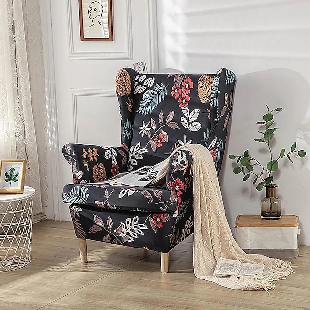 Furniture Slipcover Chair Covers Wingback 2-piece Box KRFOONN