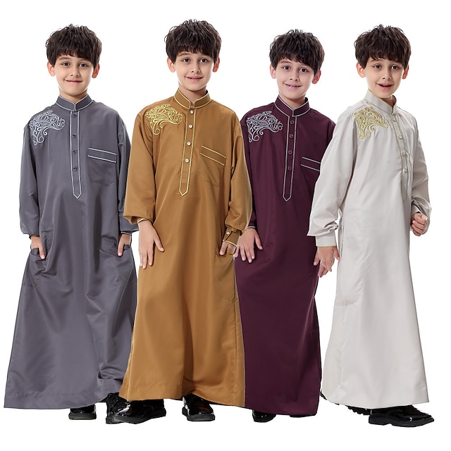  Jungen Kleid Thobe / Jubba Religiös Saudi-Arabisch arabisch Muslim Ramadan Kinder Gymnastikanzug / Einteiler