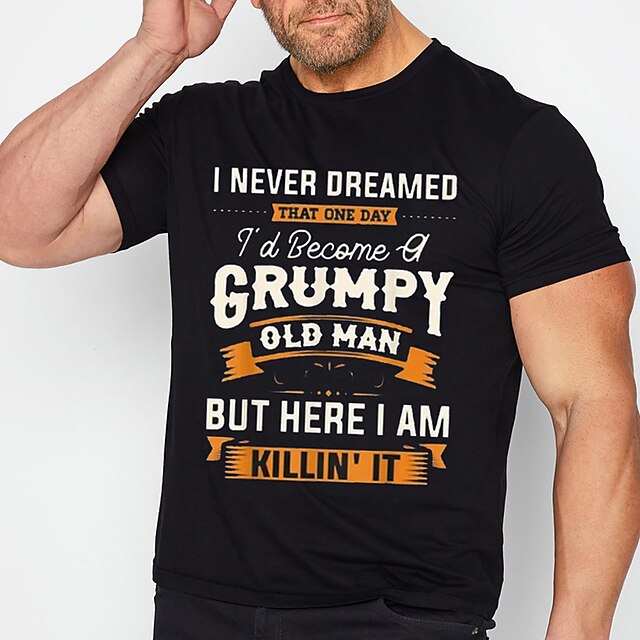 Men's Plus Size T shirt Tee Big and Tall Letter Crewneck Print Short Sleeves Stylish Casual Tops Outdoor Going out Tops3