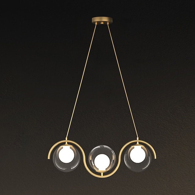  led pendel lys globle design varm hvit/hvit 47cm metallglass 3-lys hengelys for spisestue kjøkken 110-240v