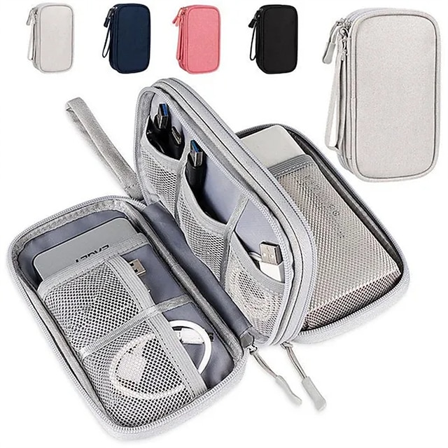  Electronic Organizer, Travel Cable Organizer Bag Pouch Electronic Accessories Carry Case Portable Waterproof Double Layers All-in-One Storage Bag For Cable, Cord, Charger