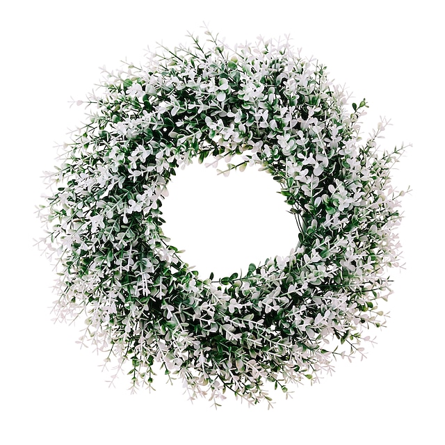  Guirlande suspendue de porte de printemps de feuilles blanches et vertes, décoration de mariage couronne verte