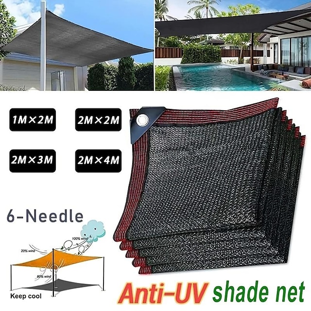  rete parasole anti-uv gazebo riparo pergola esterna baldacchino copertura solare agricoltura rete parasole per serre, forniture per stalle, nero