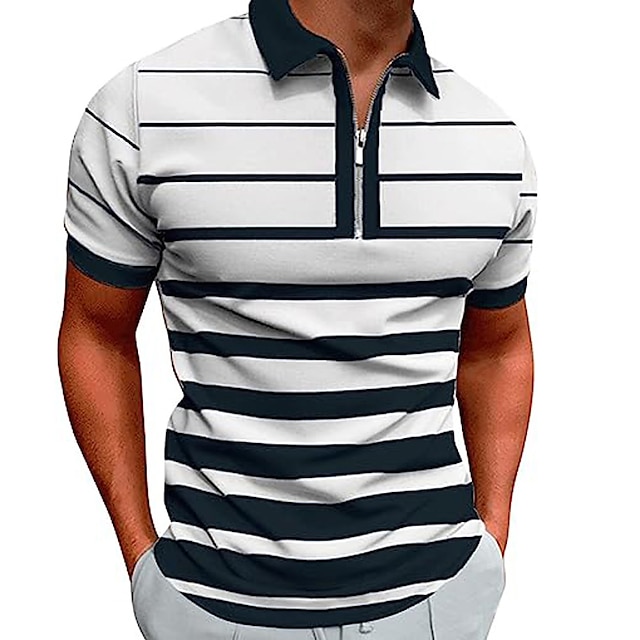 Men's Zip Polo Polo Shirt Casual Daily Quarter Zip Short Sleeve Fashion ...