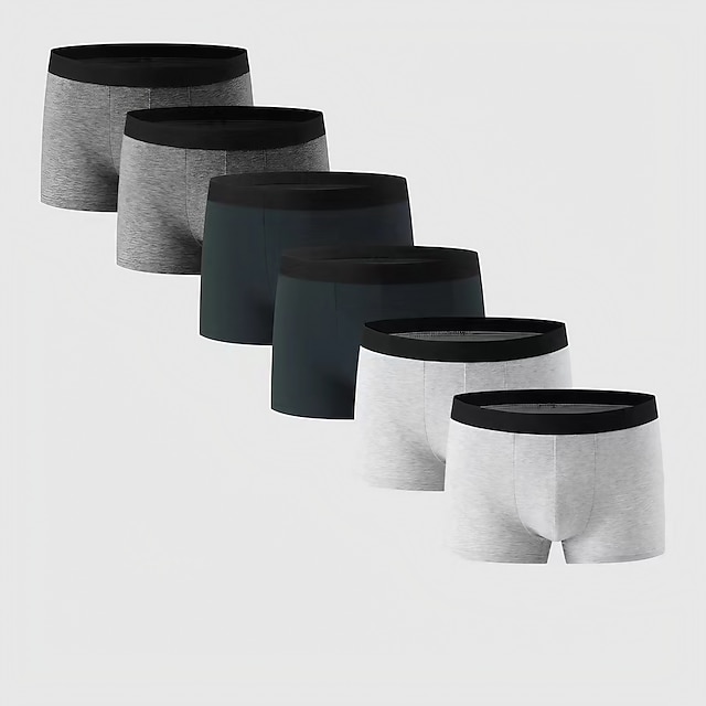  Per uomo Confezione da 6 Slip boxer Biancheria intima Boxer Cotone Traspirante Liscio Multicolore