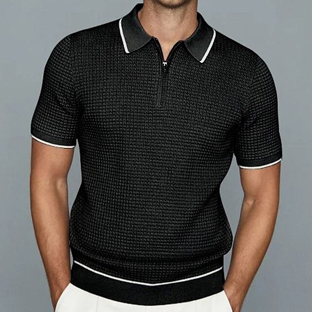 Men's Polo Shirt Knit Polo Sweater Casual Daily Lapel Short Sleeves ...