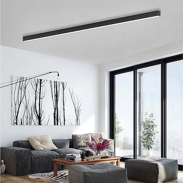  LED Deckenleuchte dimmbar 60cm 80cm Line Design Acryl Metall Deckenleuchten für Wohnzimmer Büro 110-240V
