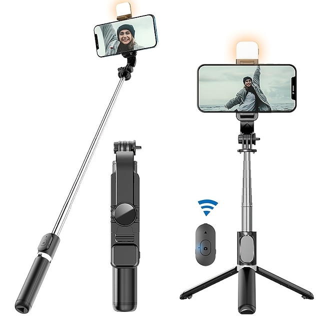  tragbares 41-Zoll-Selfie-Stick-Telefonstativ mit drahtloser Fernbedienung, ausziehbarer Stativständer, 360-Grad-Drehung, kompatibel mit iPhone 13 12 11 Pro xs max xr x 8 7 6 plus Android Samsung