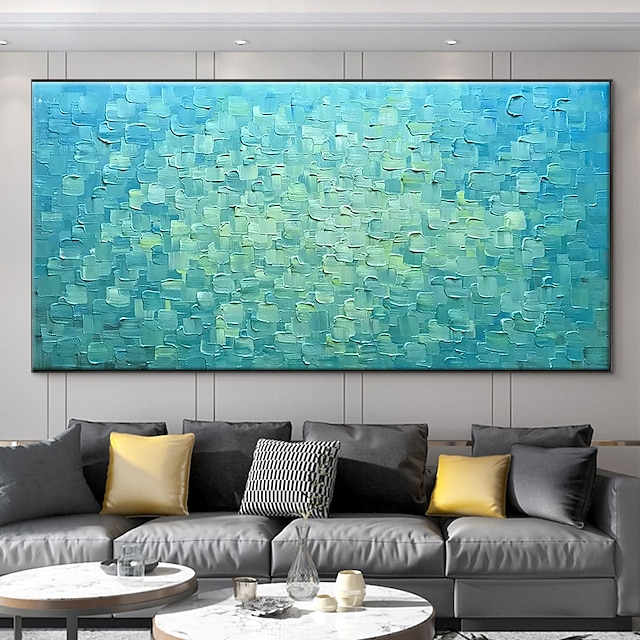  Handmade Oil Painting Canvas Wall Art Decoration Abstract Blue and Yellow Mosaic Series for Home Decor Rolled Frameless Unstretched Painting