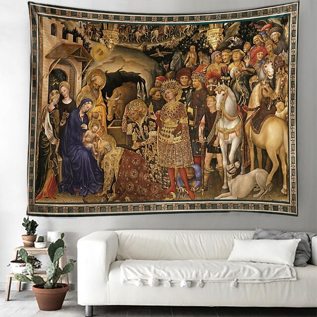 Renaissance Hanging Tapestry Wall Art Large Tapestry Mural Decor Photograph Backdrop Blanket Curtain Home Bedroom Living Room Decoration Adoration of the Magi 12
