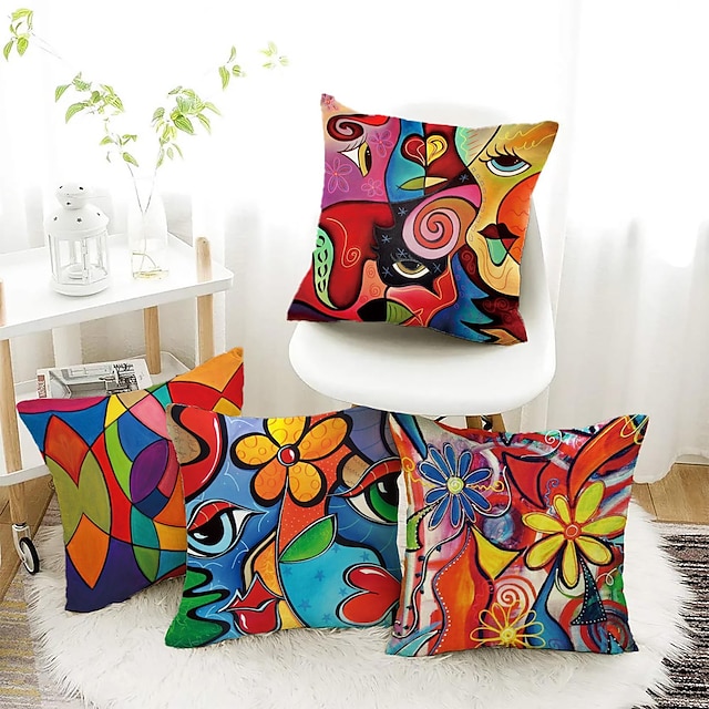  abstrakter doppelseitiger Kissenbezug 4pc weicher dekorativer quadratischer Kissenbezug Kissenbezug für Schlafzimmer Wohnzimmer Sofa Couch Stuhl
