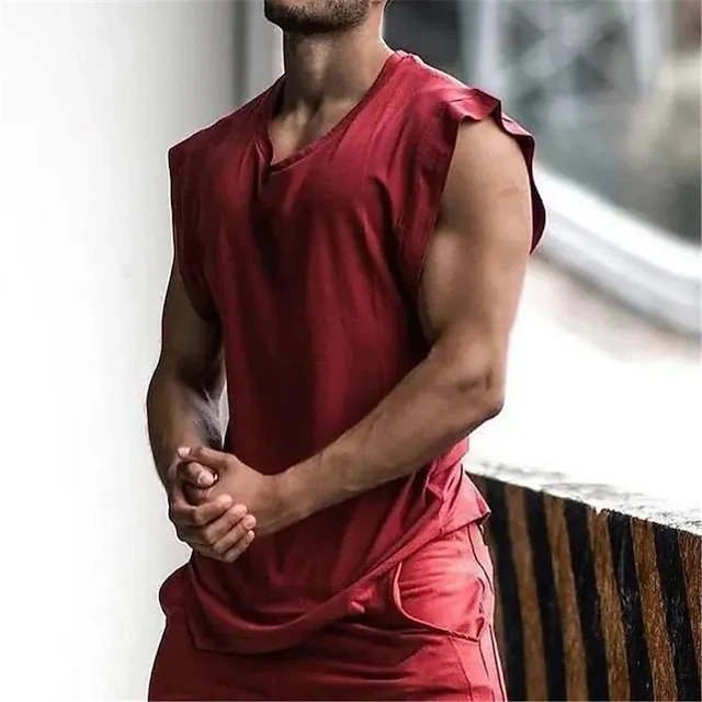 Men's Tank Top Vest Top Undershirt Sleeveless Shirt Sleeveless Crew Neck Summer Plain Fashion Designer Muscle Athleisure Going out Gym Black Navy Blue Red Top Tee for Men 5