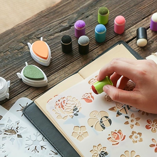  1 Packung Fingerschwammpinsel mit Aufbewahrungsbox zum Bemalen von Kunsthandwerk mit Kunsttinte