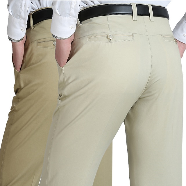 Men's Trousers Casual Pants Pocket Straight Leg Plain Comfort ...