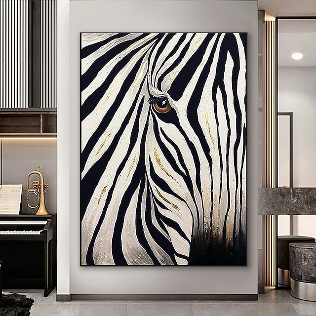  oljemålning 100 % handgjord handmålad väggkonst på duk abstrakt landskap zebra djur modern heminredning dekor rullad duk utan ram osträckt