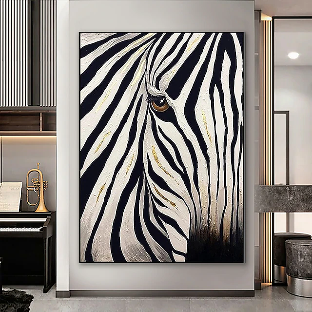 Oil Painting 100% Handmade Hand Painted Wall Art On Canvas Abstract Landscape Zebra Animal Modern Home Decoration Decor Rolled Canvas No Frame Unstretched 12