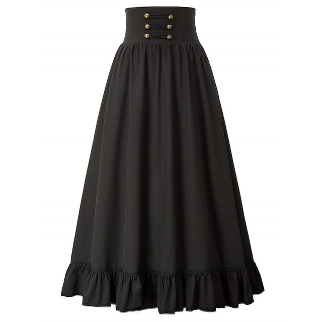 Retro Vintage Punk & Gothic Medieval Renaissance Steampunk Maxi Skirt...