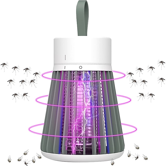  Bug zapper mosquito recarregável e mata-moscas luz interna com loop pendurado lâmpada elétrica para matar usb portátil armadilha led para quarto de casa acampamento ao ar livre