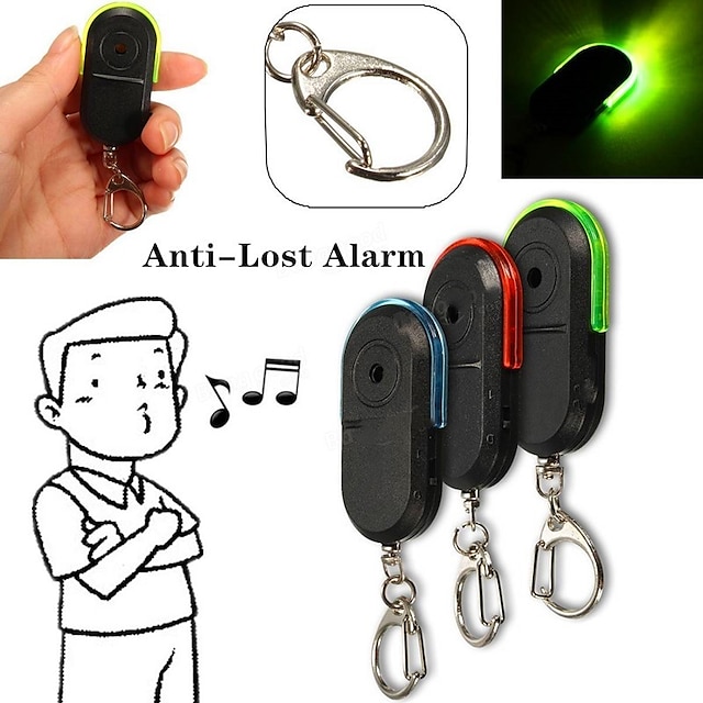  Buscador de llaves con alarma antipérdida, dispositivo de llavero, silbato, buscador de sonido con luz LED