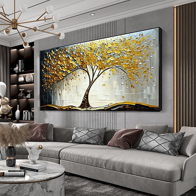 YaSheng Art Handgemaltes Ölgemälde Auf Leinwand - Grüne Pflanzen, 75x150 Cm, Wandkunst
