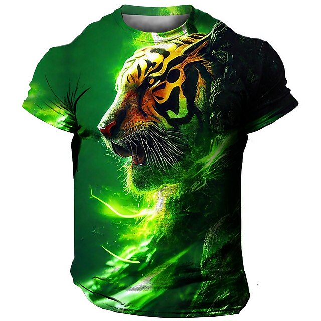 Men's T shirt Tee Graphic Animal Tiger Crew Neck Clothing Apparel 3D ...