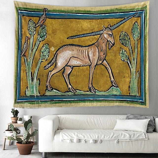 Medieval Animal Hanging Tapestry Wall Art Large Tapestry Mural Decor