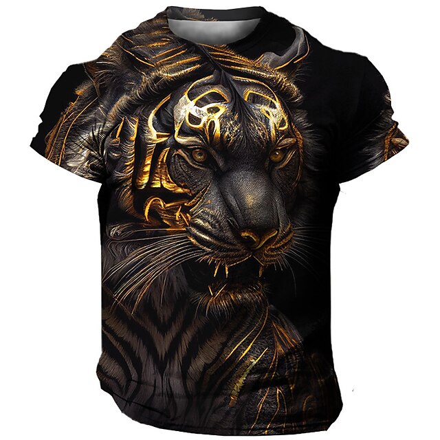 Men's T shirt Tee Graphic Animal Tiger Crew Neck Clothing Apparel 3D ...