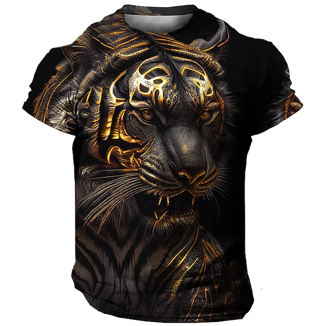 Men's Graphic Animal Tiger T Shirt Short Sleeve T shirt 3D Print Crew Neck Shirt Vintage Fashion Designer Outdoor Daily Sports Blue Orange Green Spring & Summer Clothing Apparel S M L XL 2XL 3XL 5