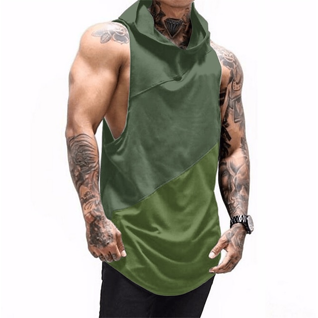 Men's Tank Top Vest Top Undershirt Sleeveless Shirt Plain Hooded Casual ...