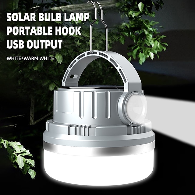  vysoce výkonné solární led kempingové světlo USB dobíjecí žárovka pro venkovní stanovou lampu s háčkem přenosná nouzová lucerna