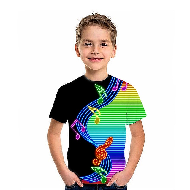  kinderkleidung Jungen T-Shirt Tee Graphic Kurzarm Rundhalsausschnitt Kinder oben Outdoor 3D-Druck Sport Modisch Täglich Sommer Schwarz 2-13 Jahre