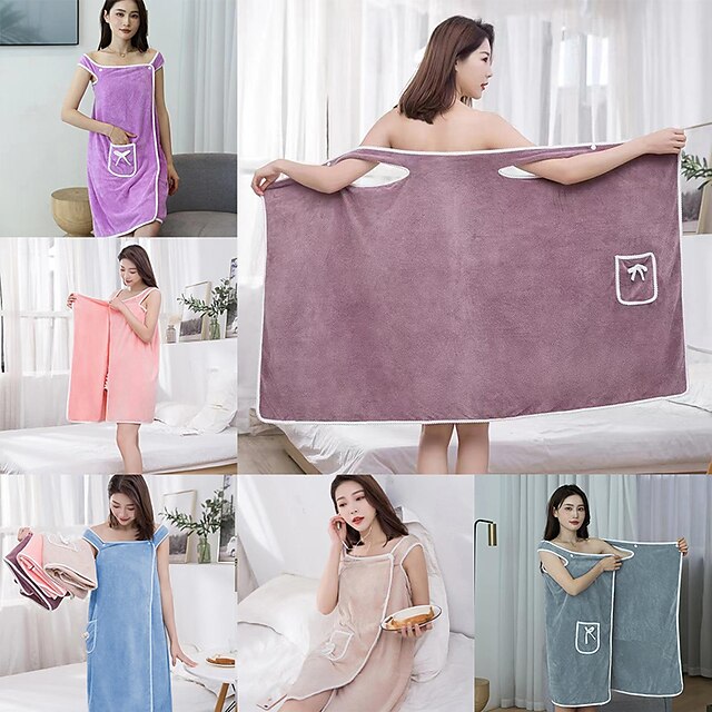 Microfiber Wearable Bath Towel Dress Super Absorbent Home Wear Bath Skirt Bath Towel Ladies Water-absorbent Soft Thick Wrapped Bathrobe Quick-dry