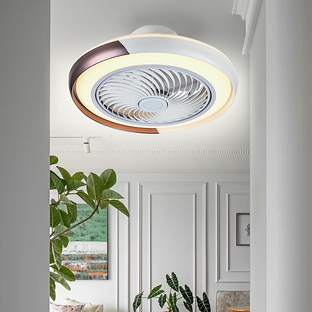  plafondventilator met afstandsbediening voor verlichting, moderne low-profile plafondventilator voor binnenshuis met 72 W warme, natuurlijke, heldere led-verlichting in 3 kleuren, slimme
