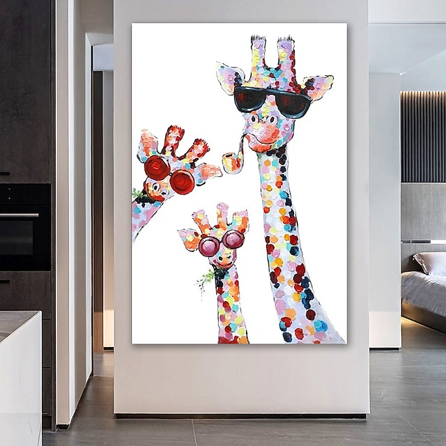  Детская картина маслом ручная роспись вертикальных животных современный натянутый холст