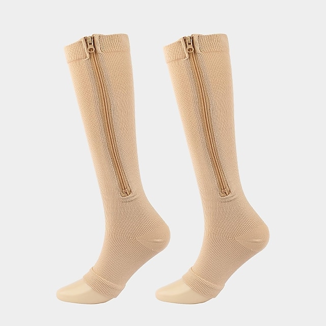  compressiekousen met rits open teen teenloze compressiekousen voor dames en heren (1 paar)