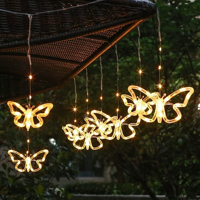  outdoor solar vlinder fee lichtslinger waterdichte fee vlinder gordijn ijspegel licht voor tuin bruiloft achtergronden tuin vakantie decor verlichting