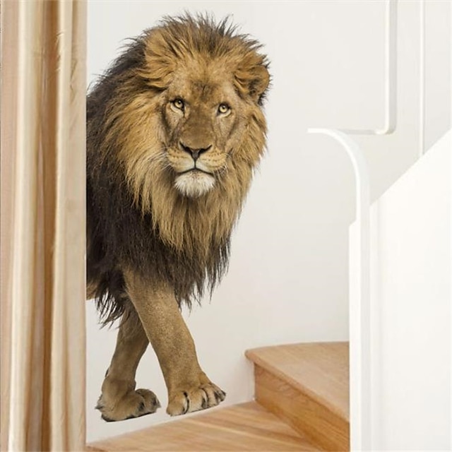  3d наклейки на стену с изображением льва и животных, детская комната, украшение для дома, наклейка на стену, 1 шт.