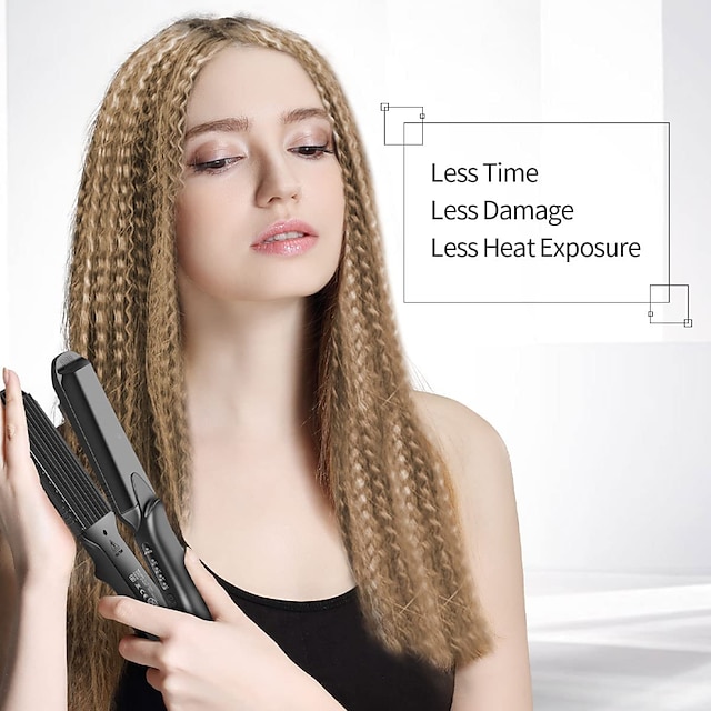  Haarcrimper, Crimpeisen, Haarglätter, Glätteisen, Turmalin-Keramikplatte, einstellbare Temperatur für alle Haartypen