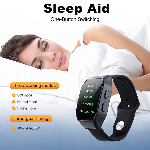  ساعة مساعدة للنوم من إي إم إس ونبض مكركرنت سريع النوم يساعد على معصمه الذكي لمكافحة القلق والأرق جهاز التنويم المغناطيسي لتخفيف الضغط