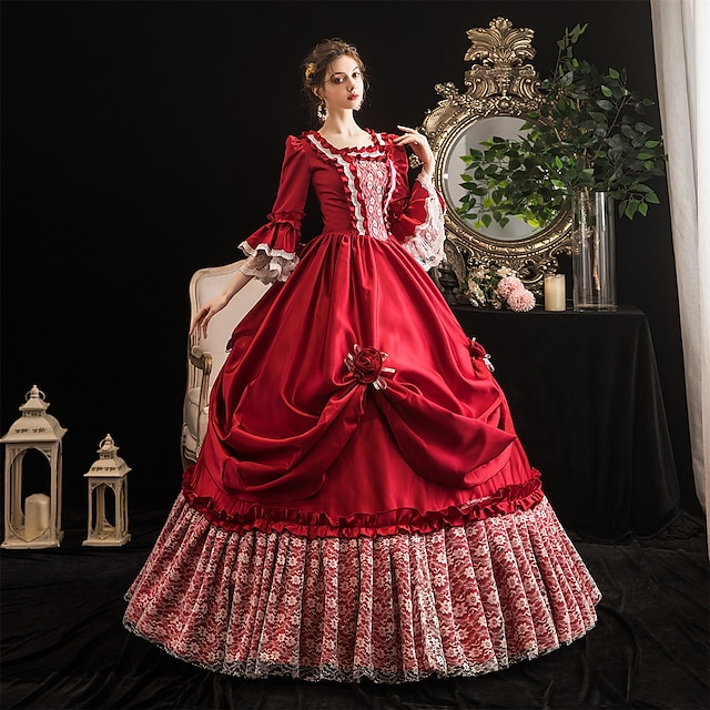  プリンセスシェイクスピアゴシックビクトリア朝ロココヴィンテージ中世のドレスパーティー女性のコスプレ衣装ウエディングドレスマスカレード七分袖ボールガウン